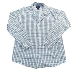 American Eagle Men's M Blue Plaid Button Down Shirt Regular Fit Long Sleeve